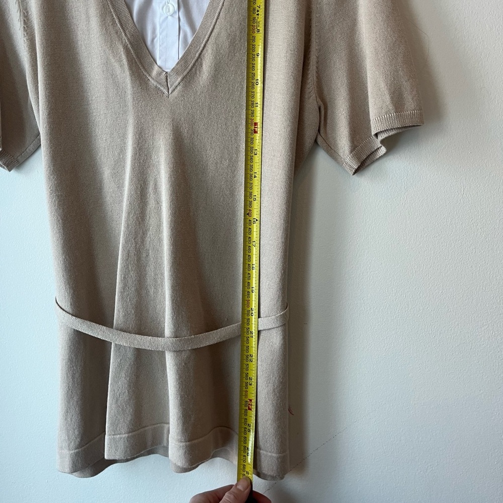 Layered look professional preppy collared shirt knit tie waist Y2K retro - Picture 8 of 10
